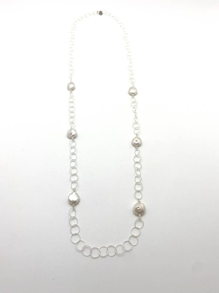 Elsa long necklace - silver/white for wholesale by In2 design