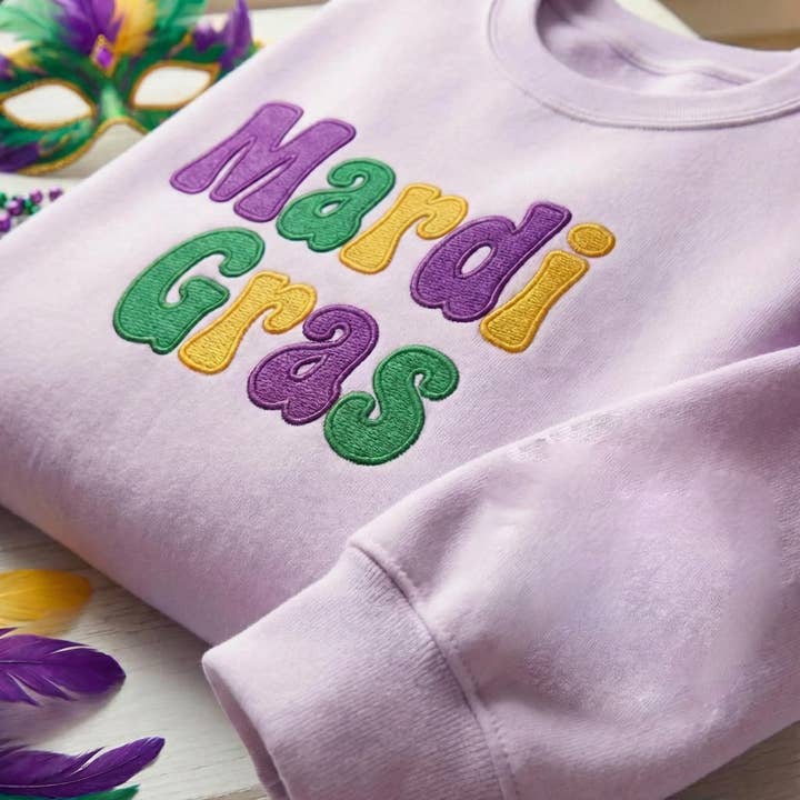 Embroidered Mardi Gras Sweatshirt, Mardi Gras Lover Shirt for wholesale by ClevorFit