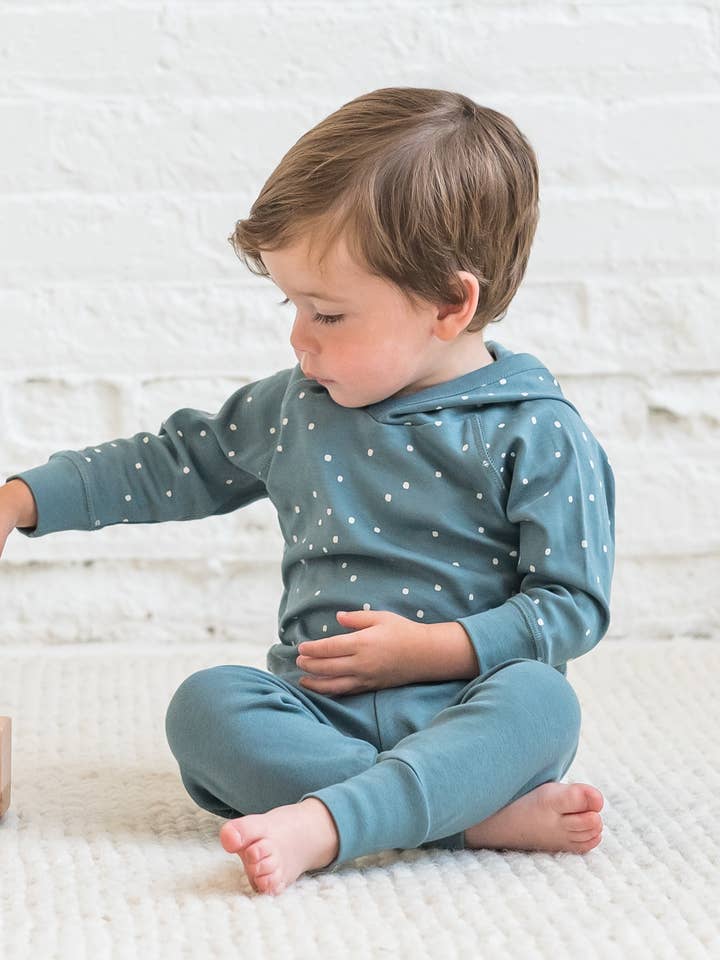 Colored Organics - Wholesale Sweatshirt - Kids - Organic Baby & Kids Madison Hooded Pullover-Square Dot/Teal