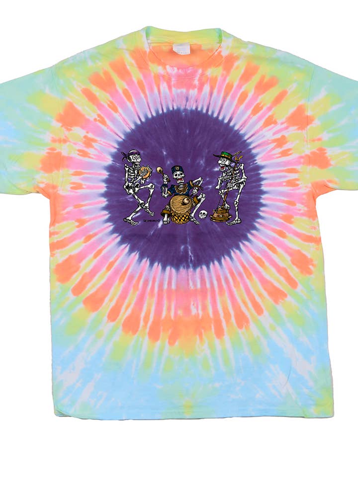 T-shirt teinté à cravate Skeleton Band pour la vente par Sunshine Joy