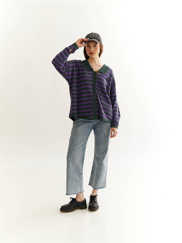 Artis Knitted Shirt Purple for wholesale by Hand Apparel