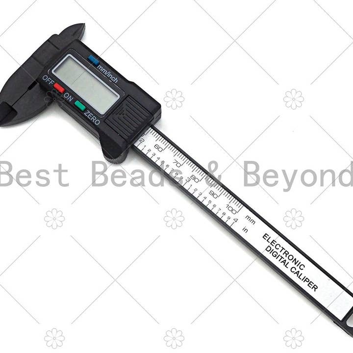 BestBeads&Beyond - Vente Outil de bricolage - Pied à coulisse numérique, pieds à coulisse électroniques, micromètre de jauge avec écran LCD, batterie supplémentaire, mesureur de perles, règle, 6x18mm, sku #EF301