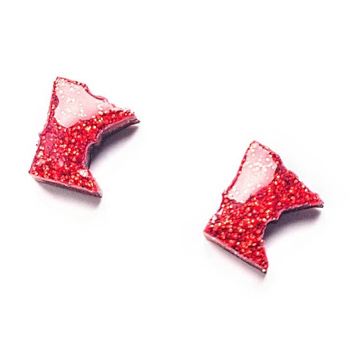 Minnesota Sparkling Wood Studs |Cherry MN State Post Earring for wholesale by Spoon & Theory Handmade