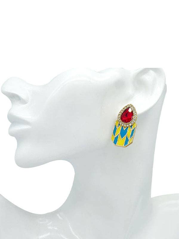 Puces d'oreilles Ruahh en émail et cristal pour la vente par Ruahh HQ