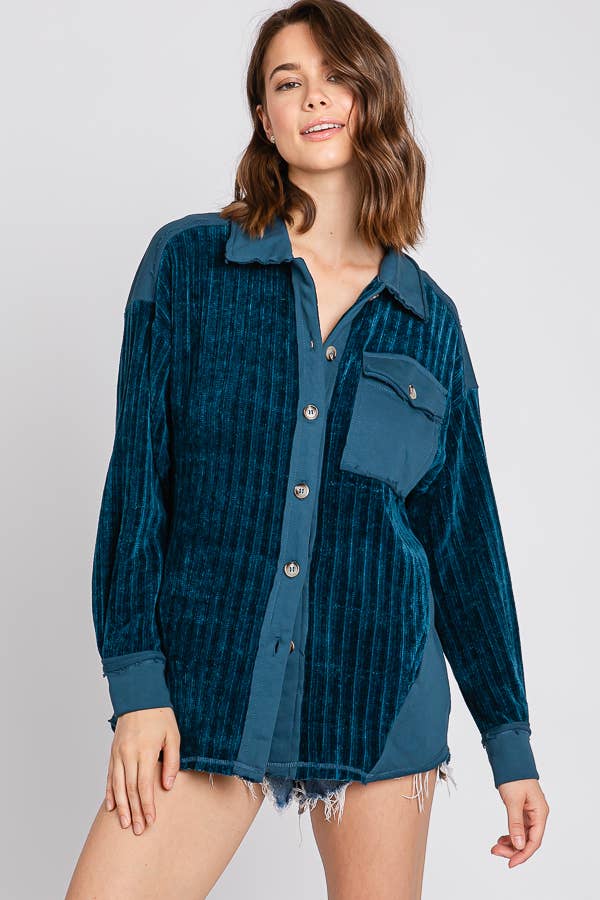 ELLEBORN – wholesale Skjortjacka/jackett – Dam – RIBBAD KNAPP NER SCHACKET 3224T11