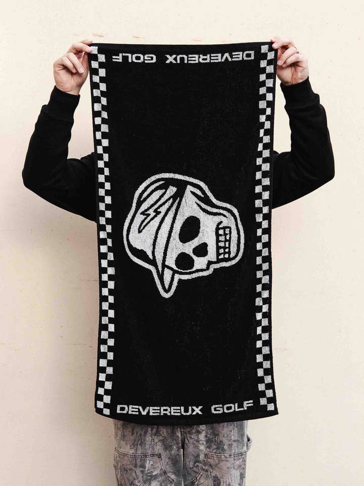 Skull Caddie Towel - Black and White for wholesale by Devereux