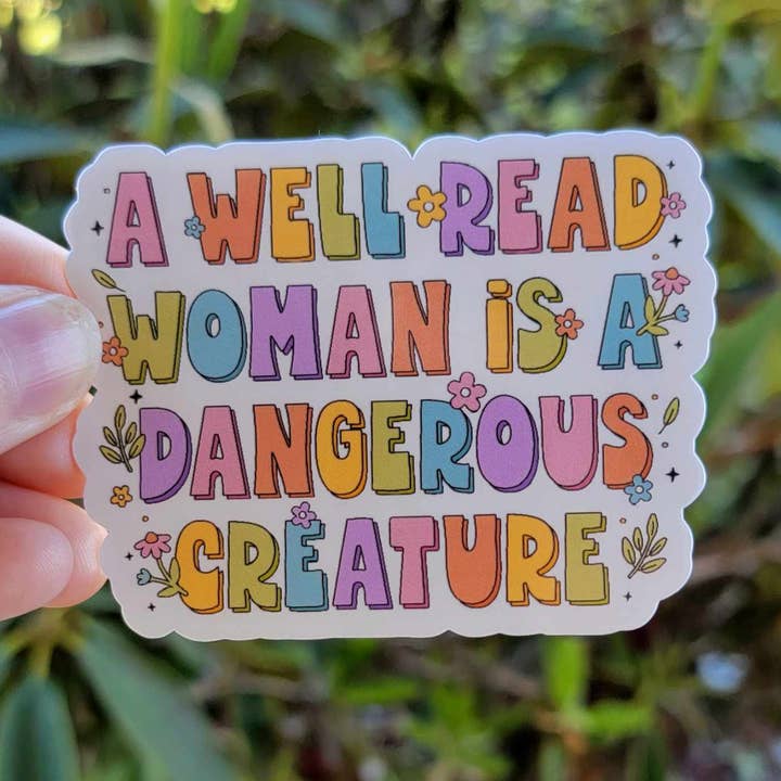 Een goedgelezen vrouw is een sticker met een gevaarlijk wezen voor wholesale door Hyacinth Honey Designs