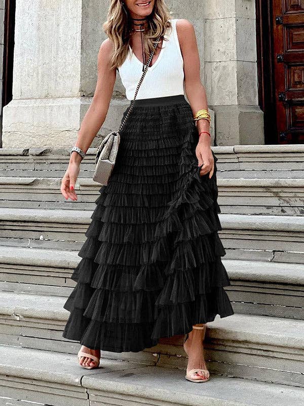 UZ Wholesale Store - Vendita all'ingrosso Gonna - Donna - Gonne a ruota con vita alta in tulle tinta unita9