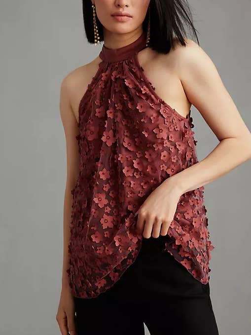 Top d'été fleuri licou pour la vente par Eva Franco