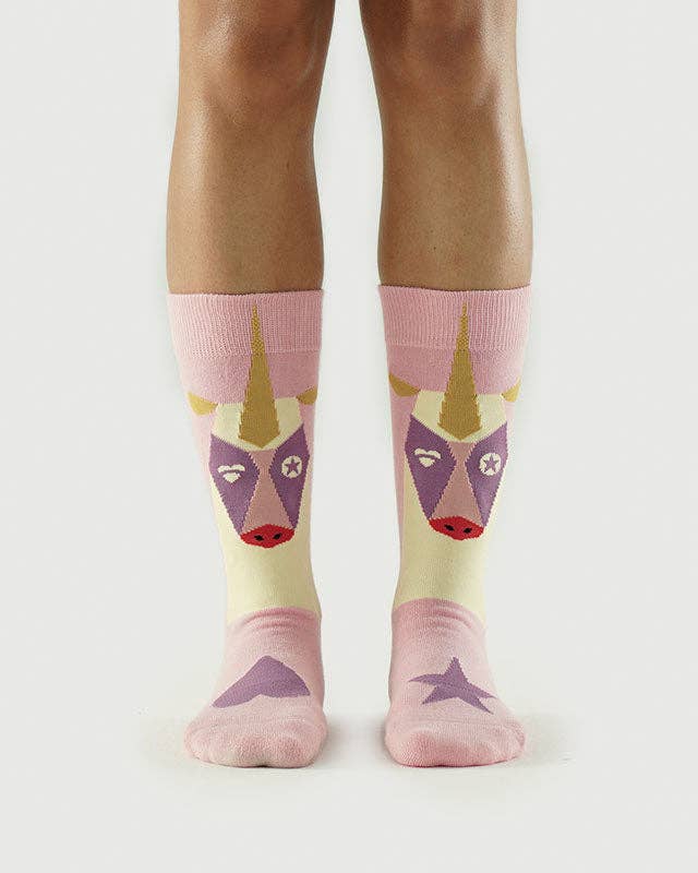 Rosa Calzini Unicorno | Calzini Semibold Magic Unicorn Athleisure Crew in vendita all'ingrosso su Faire1