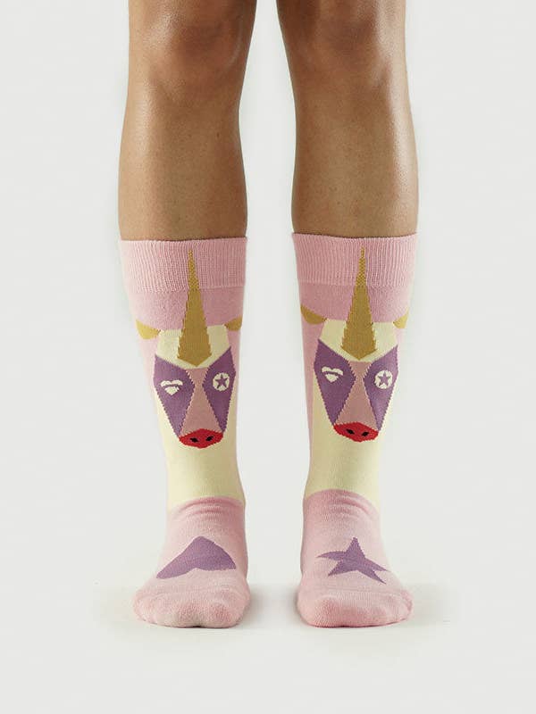 Rosa Calzini Unicorno | Calzini Semibold Magic Unicorn Athleisure Crew in vendita all'ingrosso su Faire1