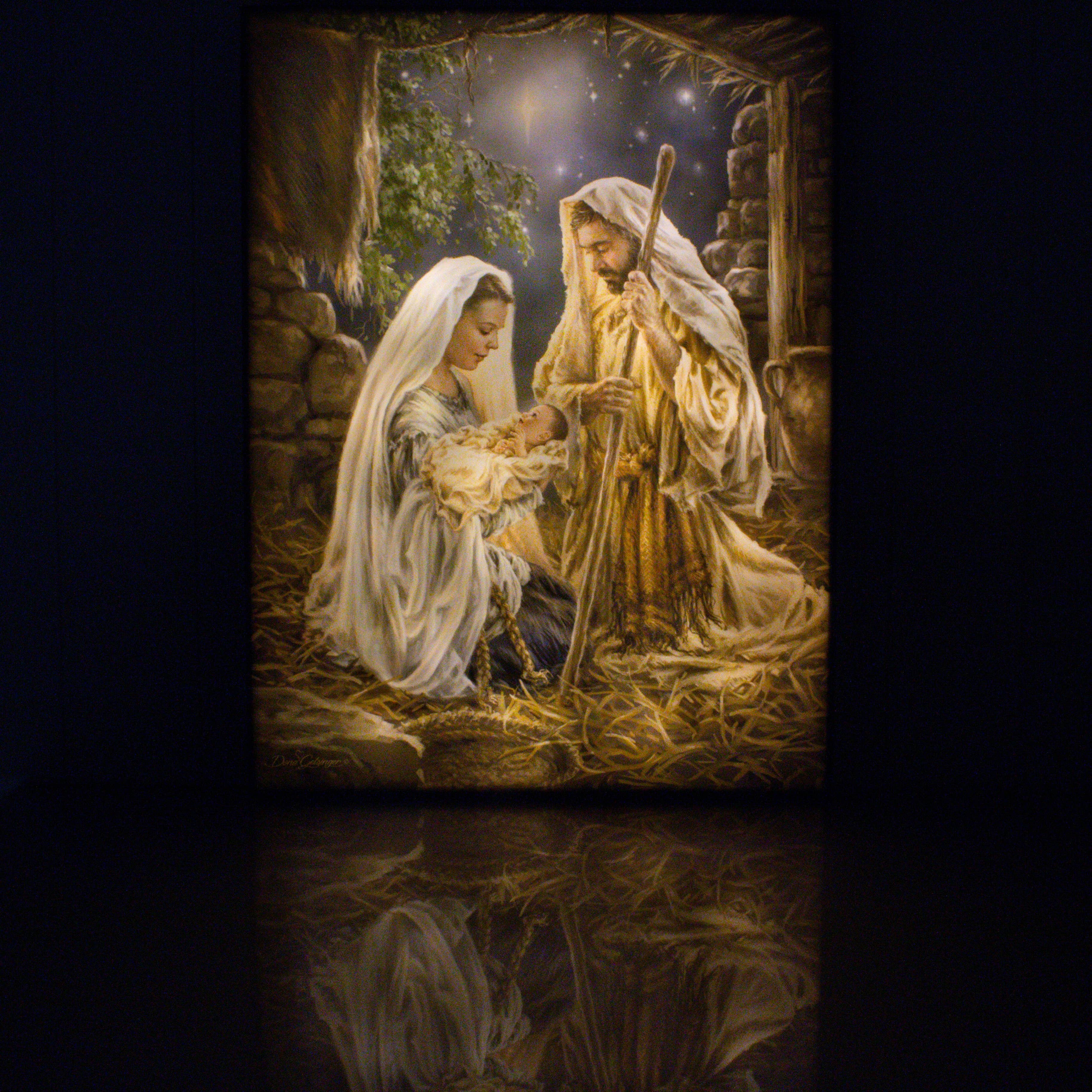 Glow Decor - Wholesale Art Print - Born in a Manger 18x24 Fully Illuminated LED Wall Art2
