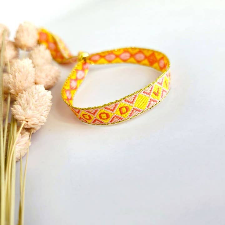 Ribbon bracelet Good Vibes yellow for wholesale by Ibiza Boutique