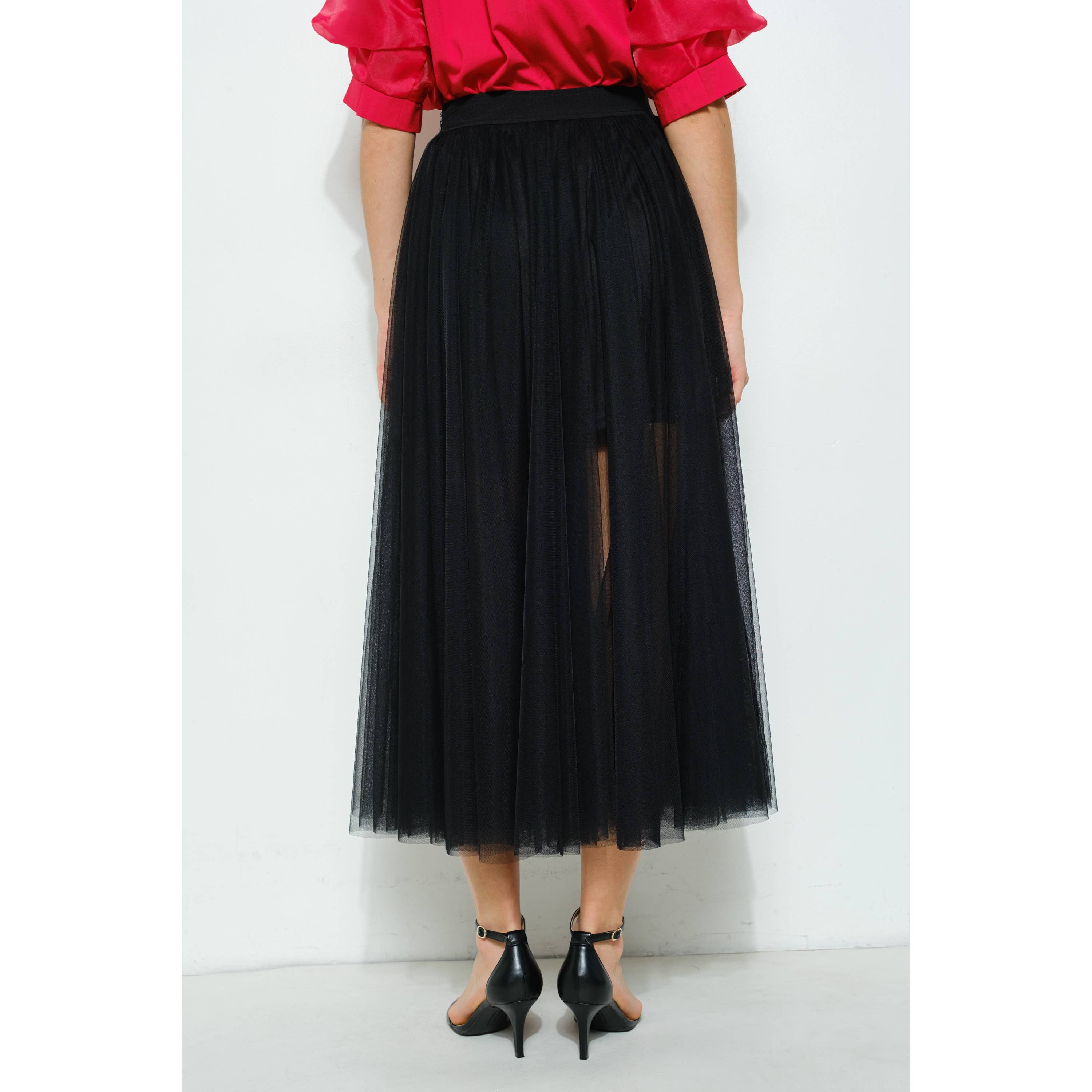 INA - Vendita all'ingrosso Gonna - Donna - Gonna a strati in tulle a vita alta a trapezio trasparente18