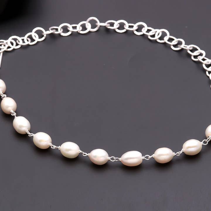 Collana a catena in argento 925 con perle d'acqua dolce per la vendita all'ingrosso da parte di AG 925 JEWELLERY