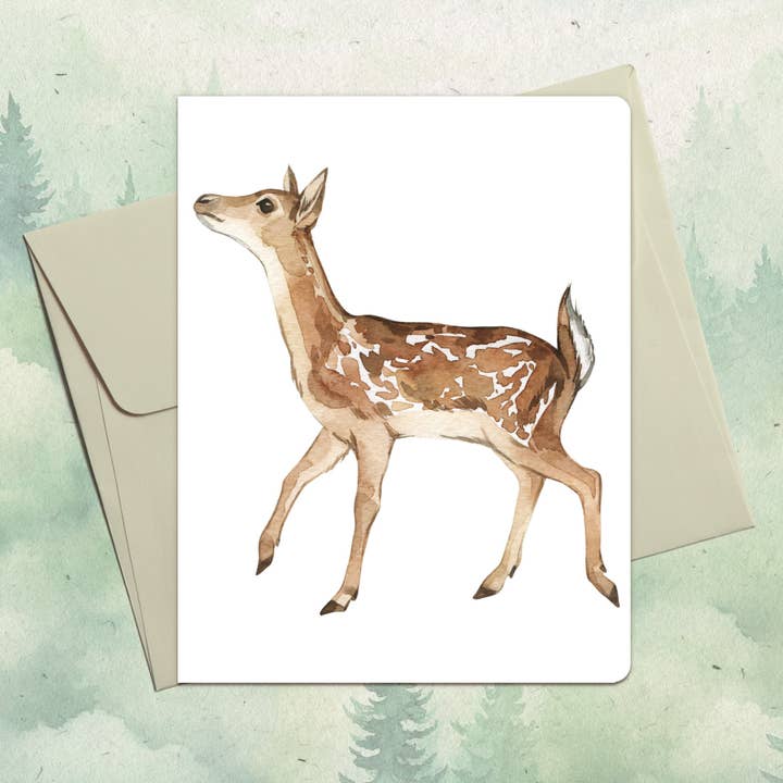 Handmade roe deer greeting card for wholesale by Soul Familiar