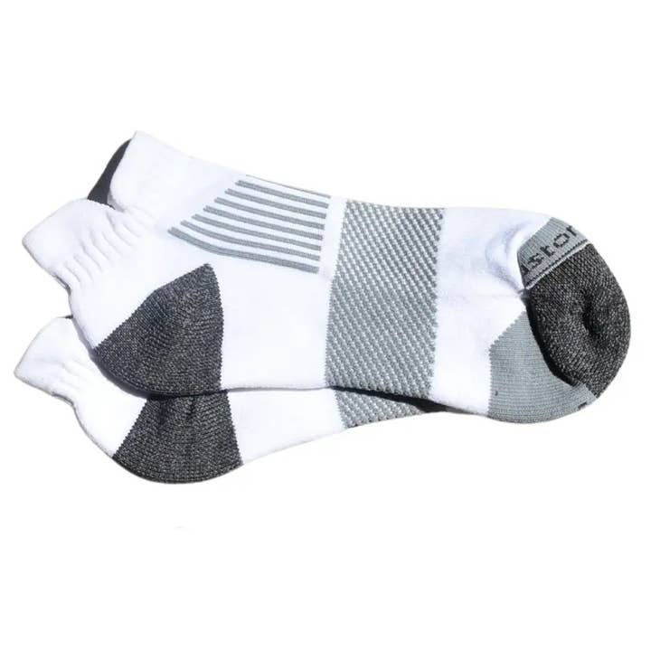 Athletic Ankle Socks - Triblock Support - LC Tri -Light Gray for wholesale by Kustom Knits
