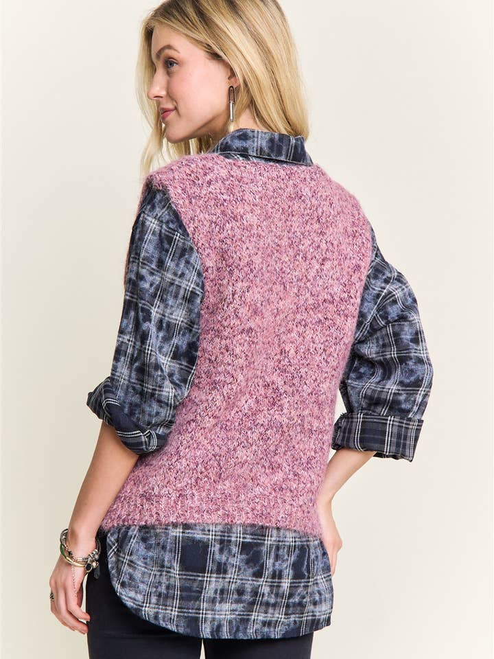 ADORA LA - Wholesale Outerwear Vest - Women's - CESW4158-BUTTON-UP FUZZY KNIT SWEATER VEST18