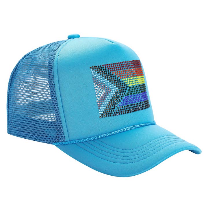 Cap Zone - Wholesale Trucker Hat - Unisex - Bling Rainbow Pride Flag Sponge Trucker Hat21