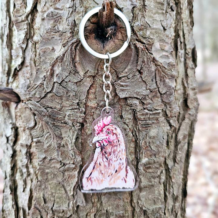 Porte-clés en acrylique Brown Chicken pour la vente par The Cranberry Finch