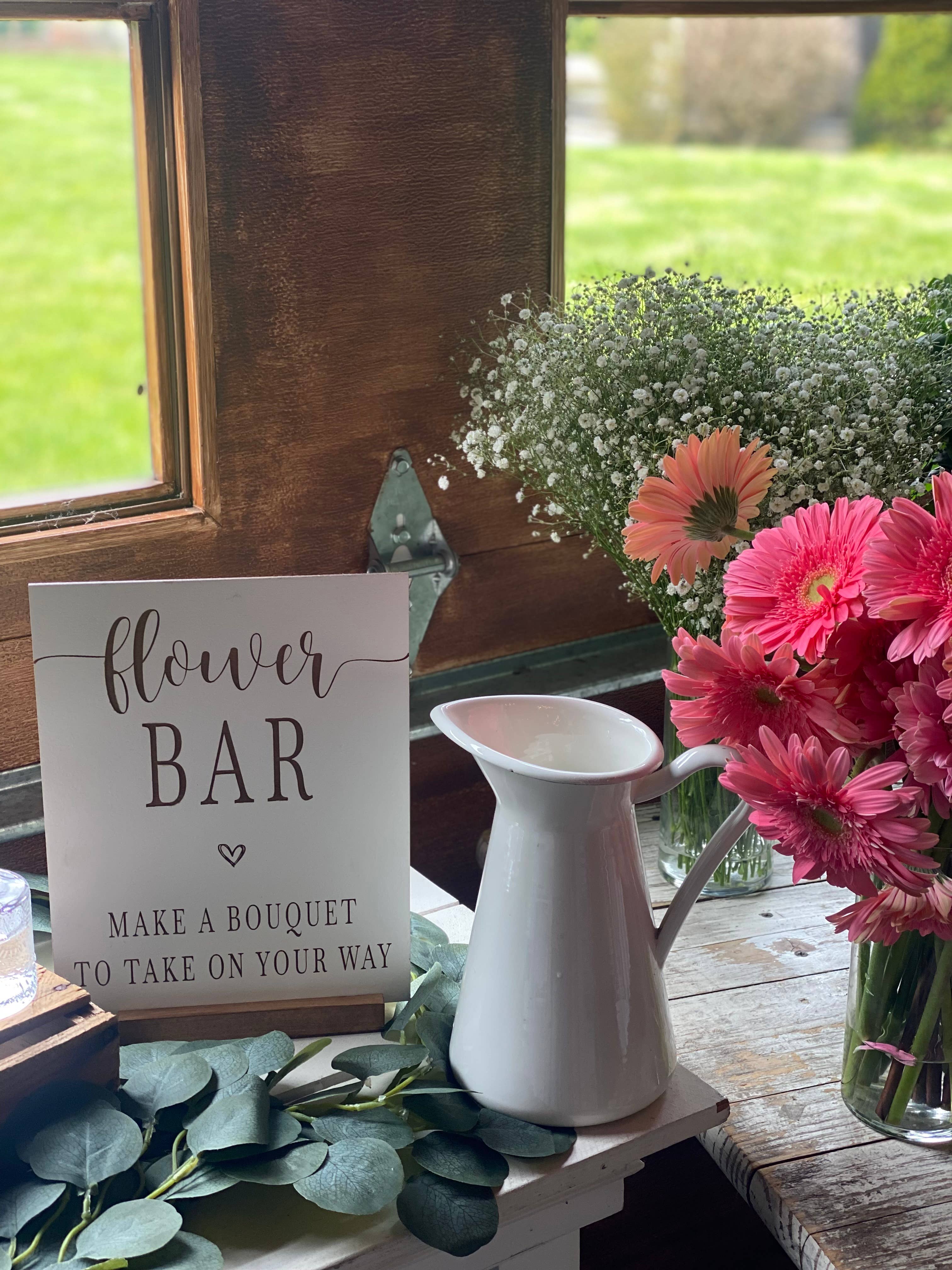 KendollMade - Wholesale Sign - Engraved Wood “Flower Bar” Sign – Rustic Party Favor Station2
