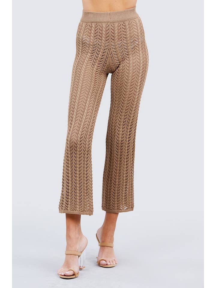 CC Wholesale Clothing - Venta al por mayor Pantalones - Mujer - Pantalones suéter de rejilla largos acampanados