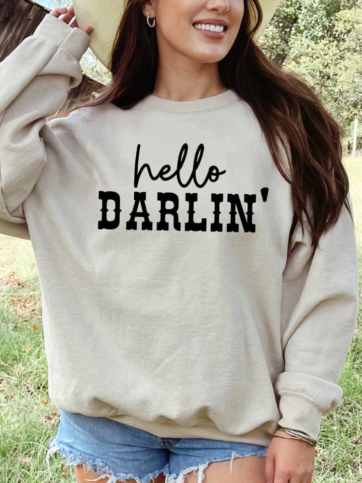 Sweatshirt ras du cou "Hello Darlin'" - Sweatshirt western pour la vente par Desert Raine