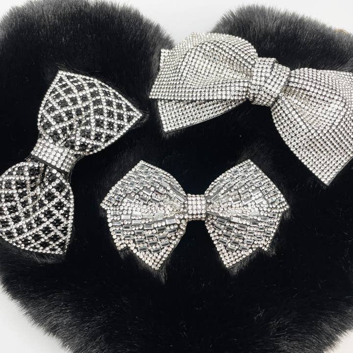 Mini Momo - Wholesale Hair Clip - Women's - Cute Bow Hair Clip Pin for Women and Girls - Rhinestone