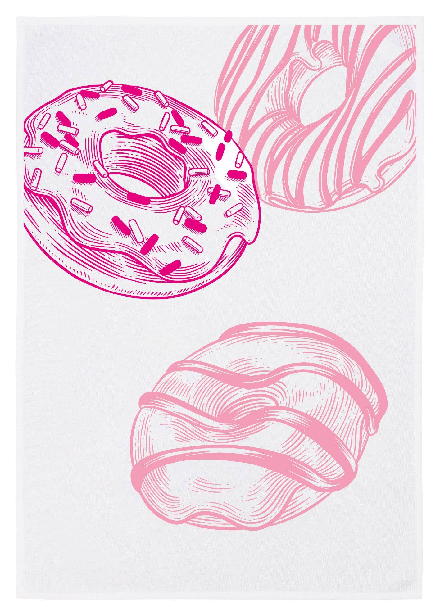 17;30 - Wholesale Tea Towel - 17;30 - Dish towel white, donuts in pink0