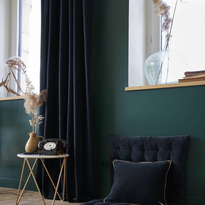 Adjustable curtain 140x270 cm cotton velvet Midnight for wholesale by Housse De Rêve