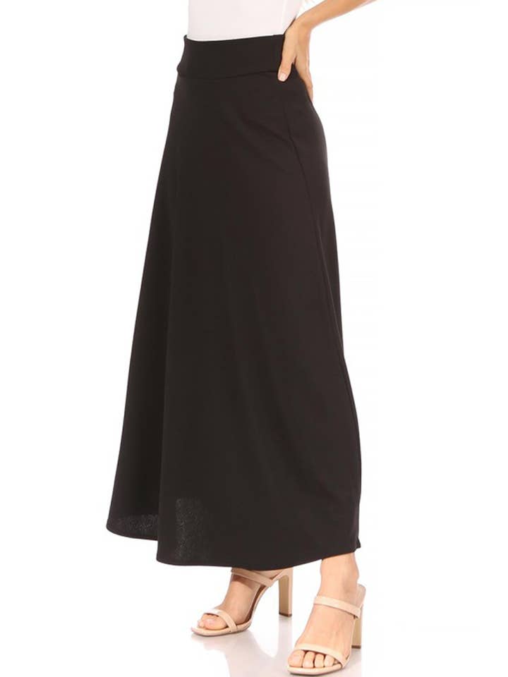 MOA COLLECTION - Wholesale Skirt - Women's - Women's Casual Solid Flare A-line Long Skirt1