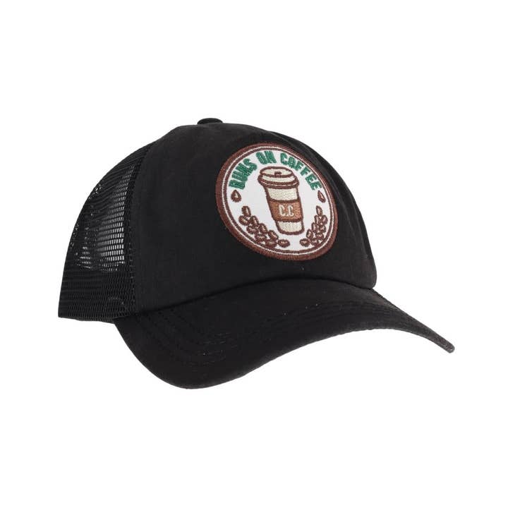 C.C Beanie - Wholesale Ponytail Cap - Women's - Embroidered Runs on Coffee Patch C.C High Pony Criss Cross B