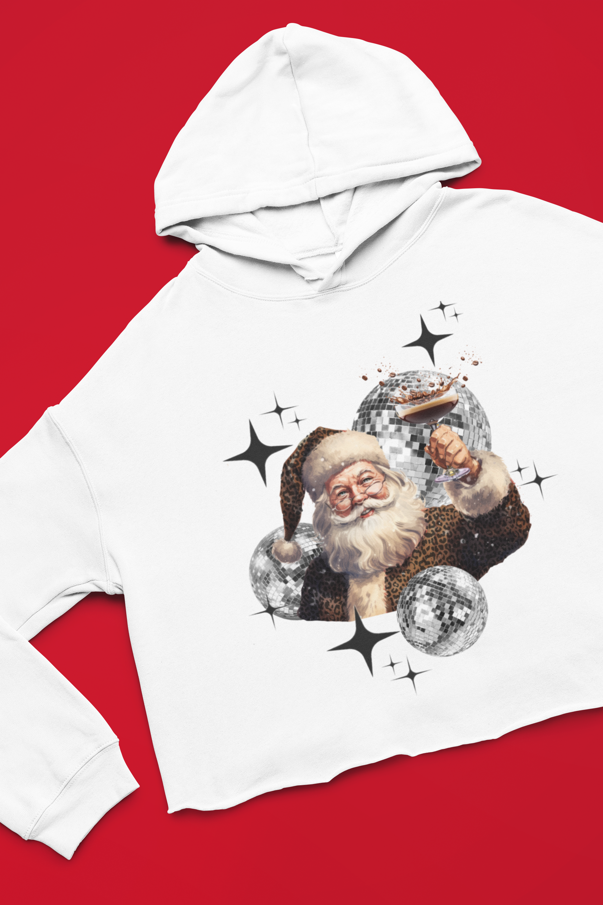 By Jodi LLC - Wholesale T-Shirt (Graphic) - Women's - Christmas Cheers Santa Tee Sweatshirt Long Sleeve Crop1
