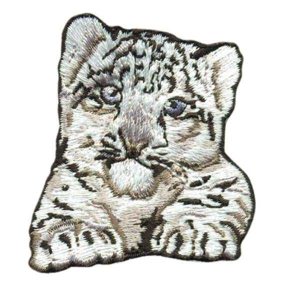 Little Critterz - Vente Écusson - Écusson animal léopard des neiges (tête) - thermocollant