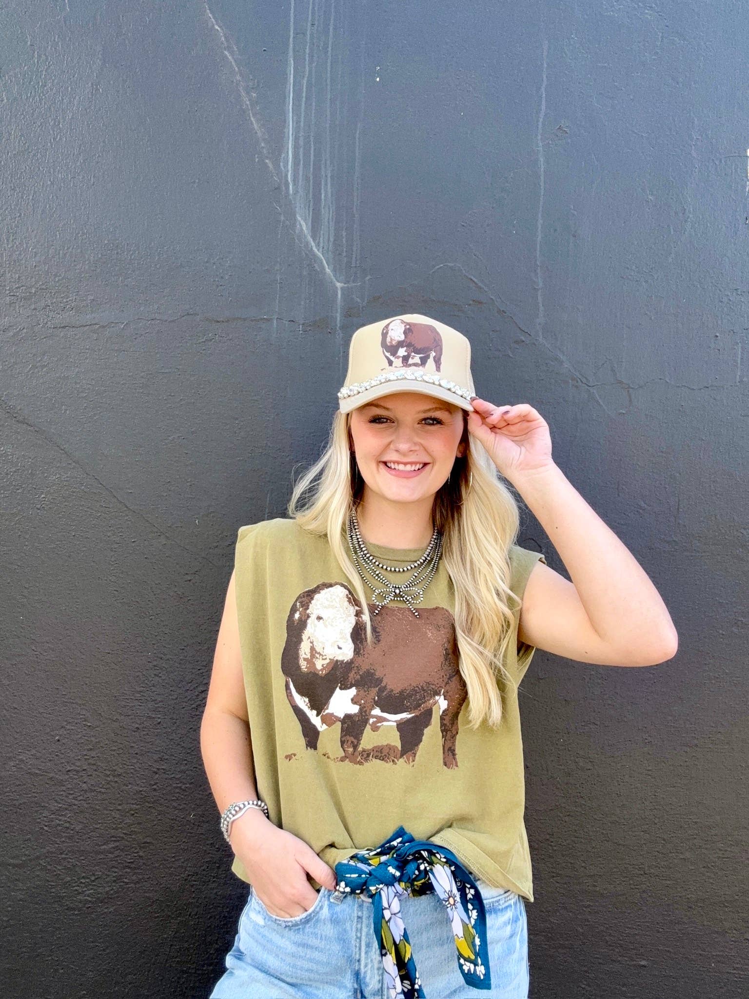 Hank & Scoot – Großhandel Tanktop – Damen – Der Hereford Boxy Tank - Olivgrün1