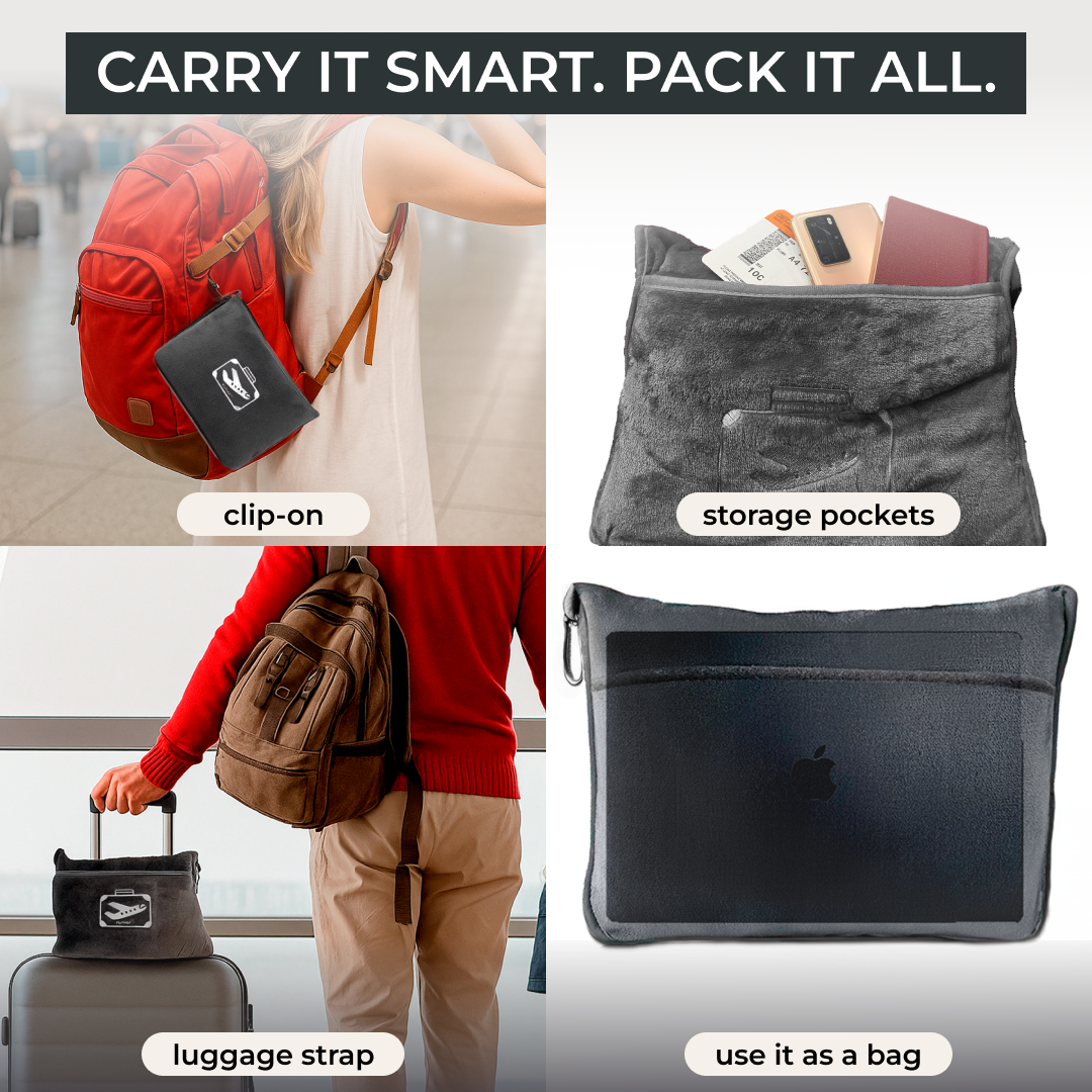 FlyHugz® - Vendita all'ingrosso Set da viaggio - Coperta e Borsa Comfort FlyHugz®3