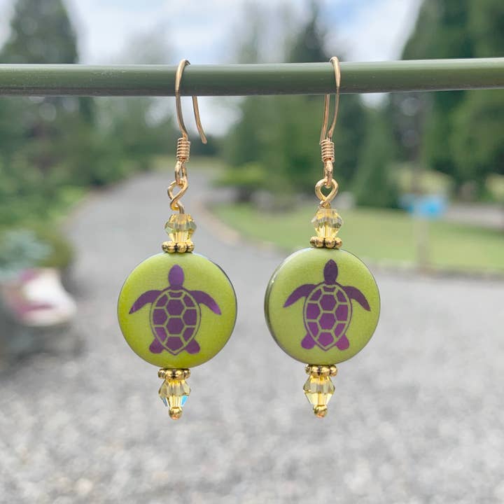 Marlene VanBeek Jewelry - Wholesale Dangle Earrings - Etched Turtle Earrings Earrings - 3 Colors