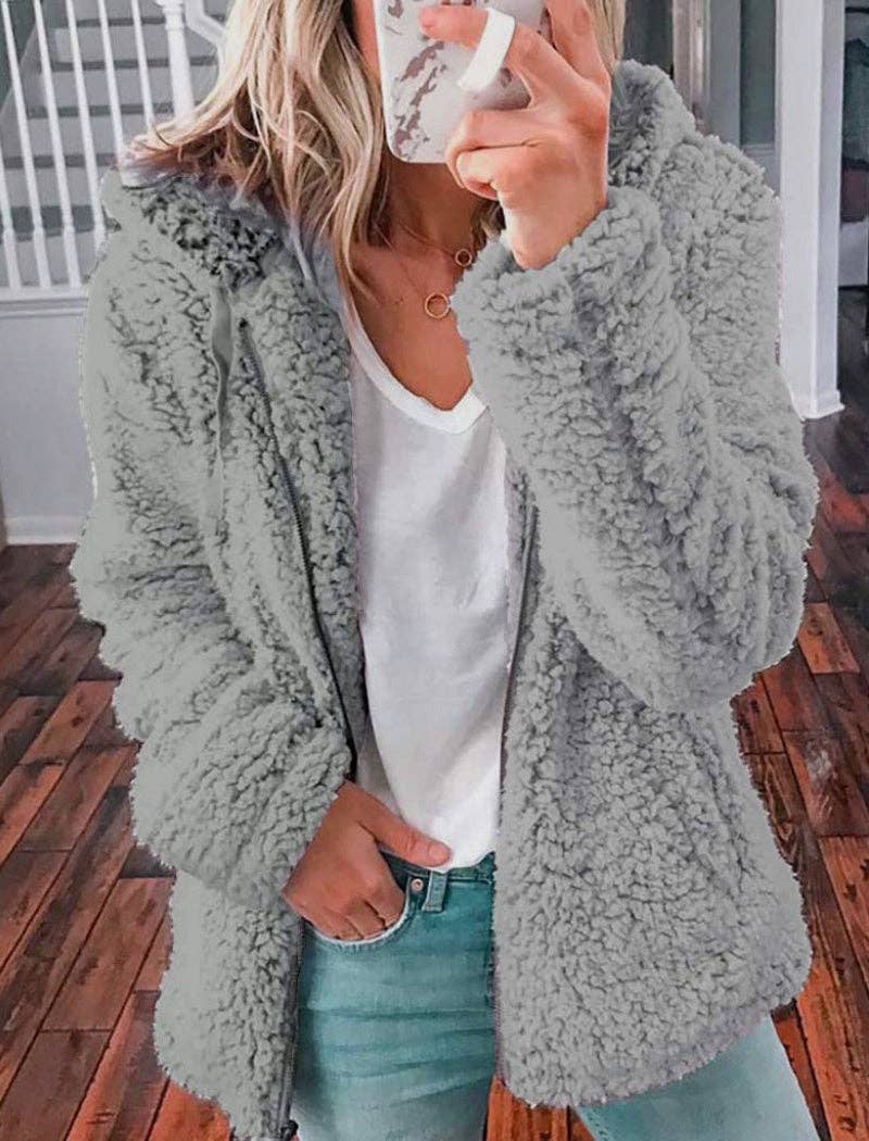 safistyle - Vendita all'ingrosso Giacca - Donna - Giacca con cappuccio in peluche con zip8