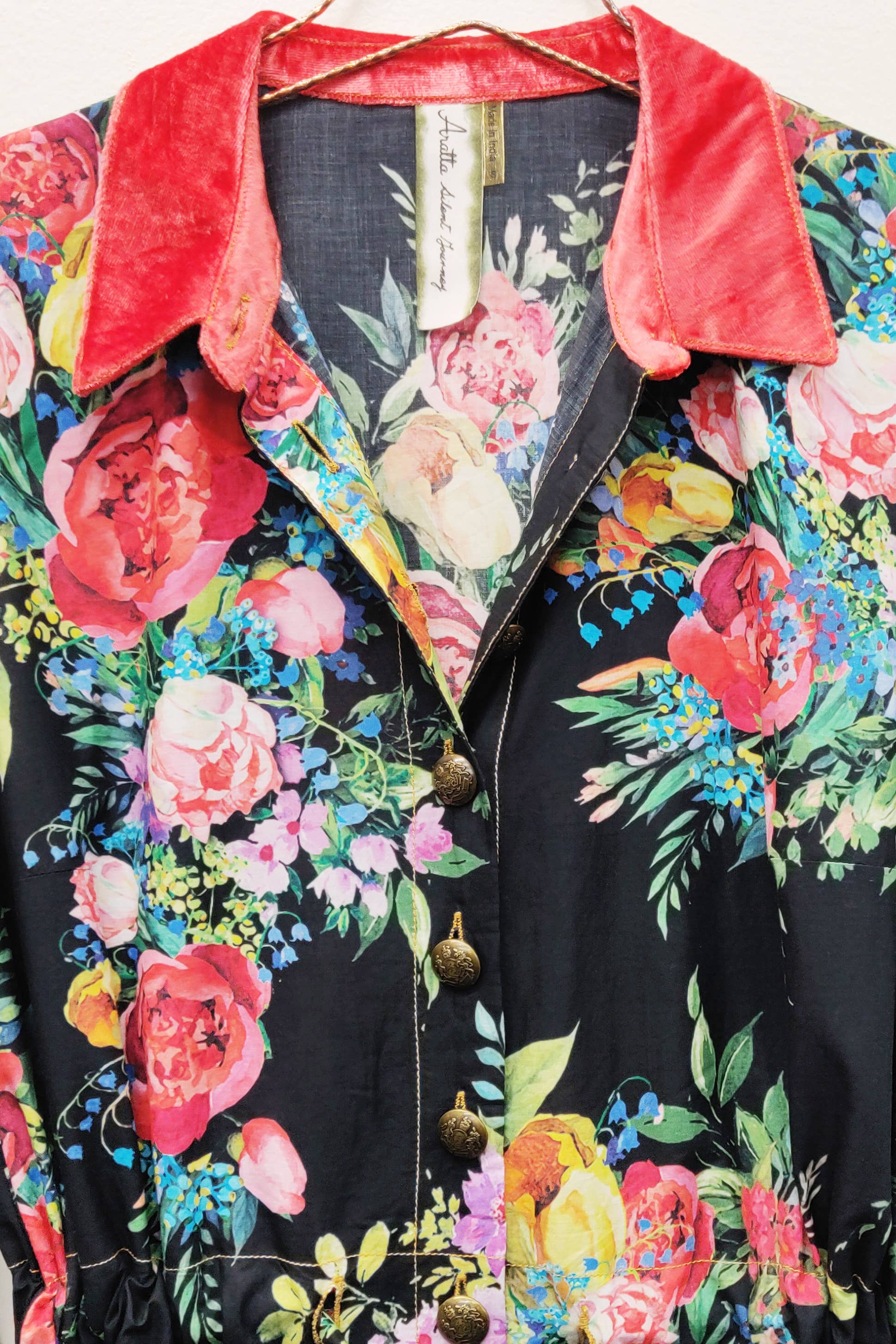 Black Floral Zinnia Shirt-Dress for wholesale on Faire31