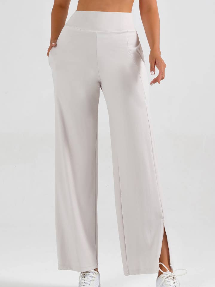 LaSculpte - Wholesale Pants – Women's - Split Hem Wide Leg Pants, White0