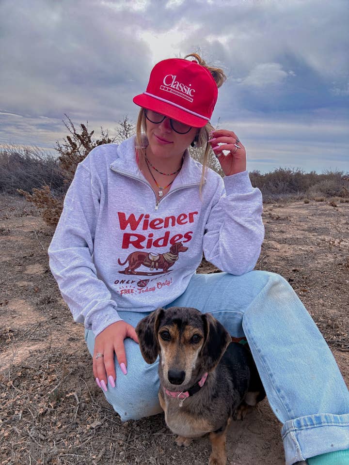 Maggi Mae's - Wholesale Graphic Sweatshirt - Women's - Weiner Rides 1/4 zip sweater1