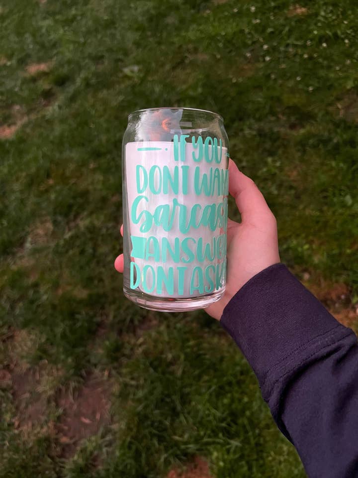Sarcasm Libbey Can Glass for wholesale by The Crazy Craft Girl LLC