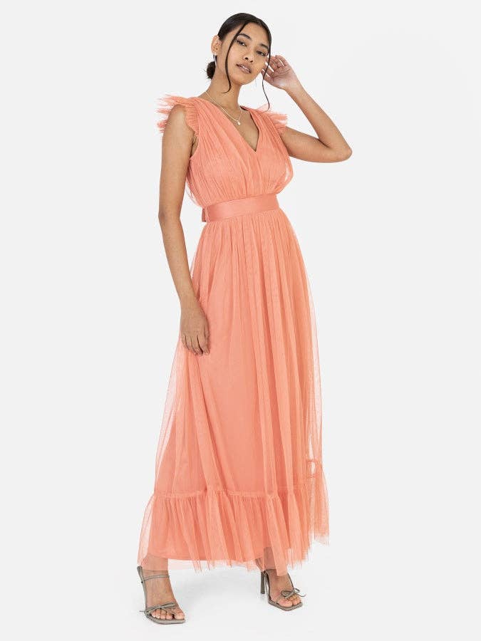 Vestido Midaxi Coral Reciclado com Cinto de Faixa da Anaya With Love por atacado de Plaza Collection Ltd