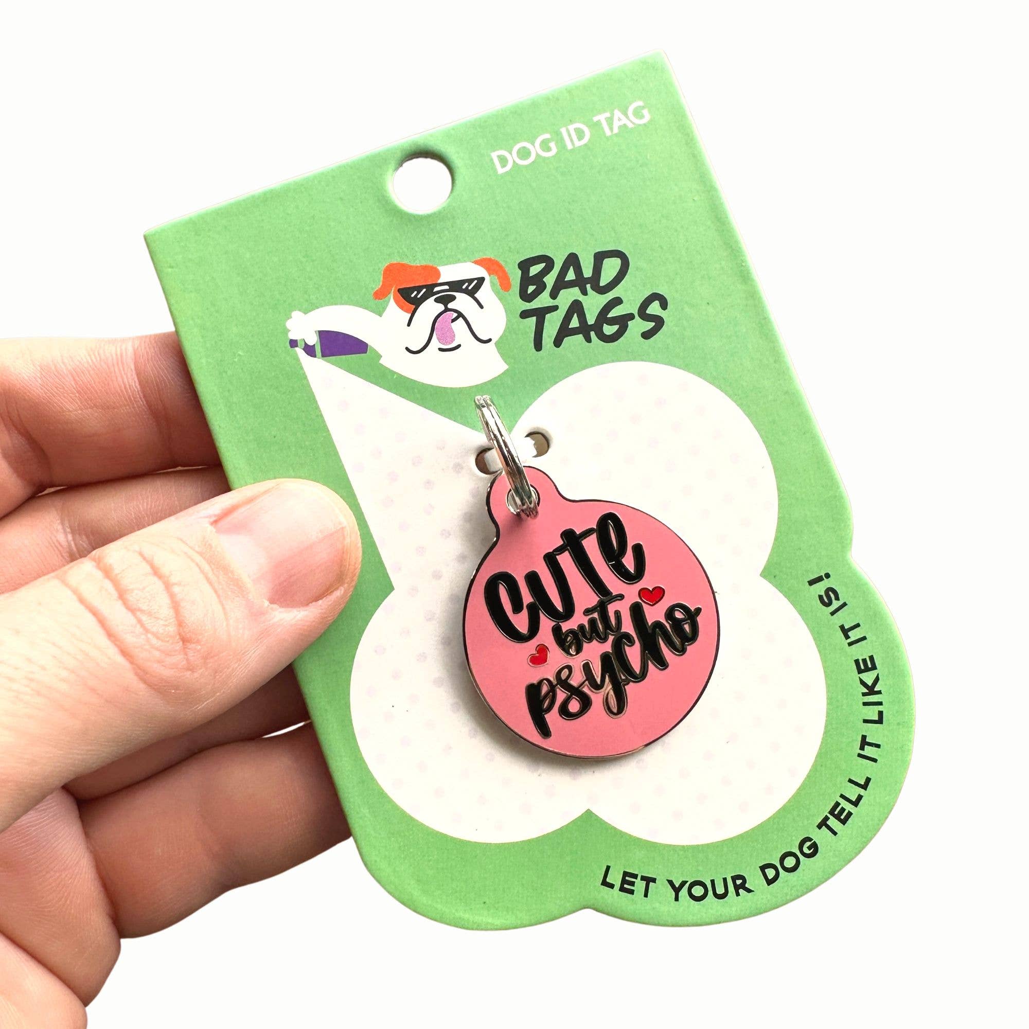Bad Tags - Wholesale Pet Identification Tag - Dog - Enamel Pet Tag Charm with Scannable ID - Cute but Psycho 2