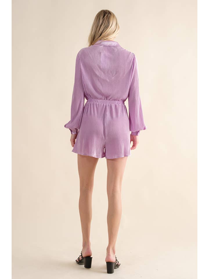 Blue B - Wholesale Romper – Women's - 61136R - Accordion Pleated Collared Romper6