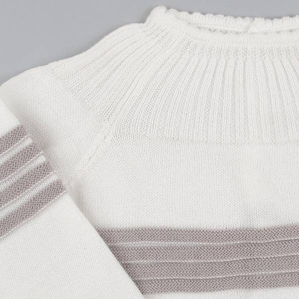 Minutus - Wholesale Clothing Set - Baby - Baby set in grey and cream Spot knit (3 pieces)1