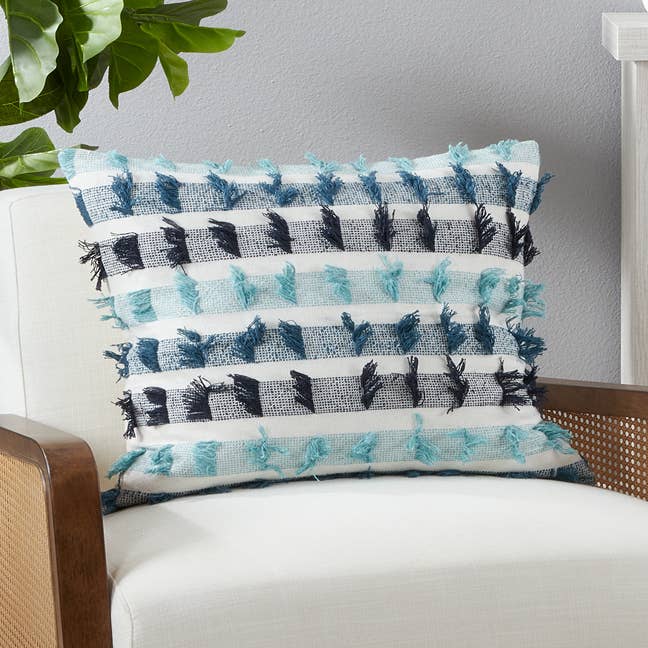 Cojín de algodón a rayas azules de 20 pulgadas para venta al por mayor de Fennco Styles