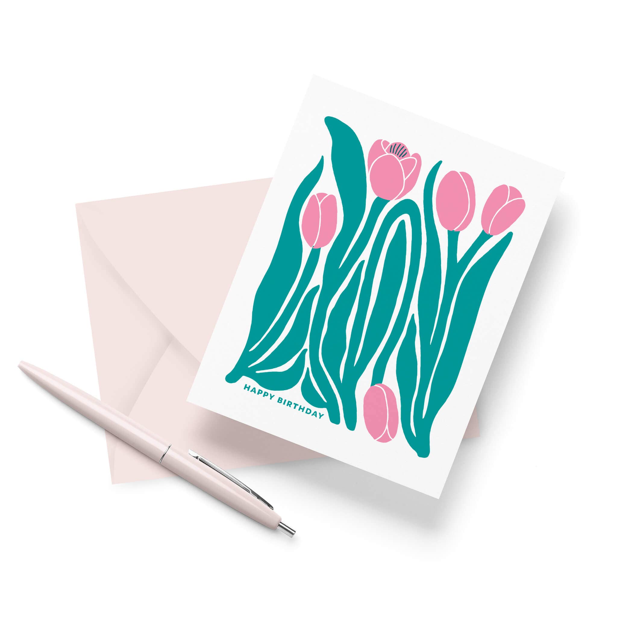 Friendly Fire Paper - Wholesale Birthday Card - Tulips Birthday Letterpress Card2