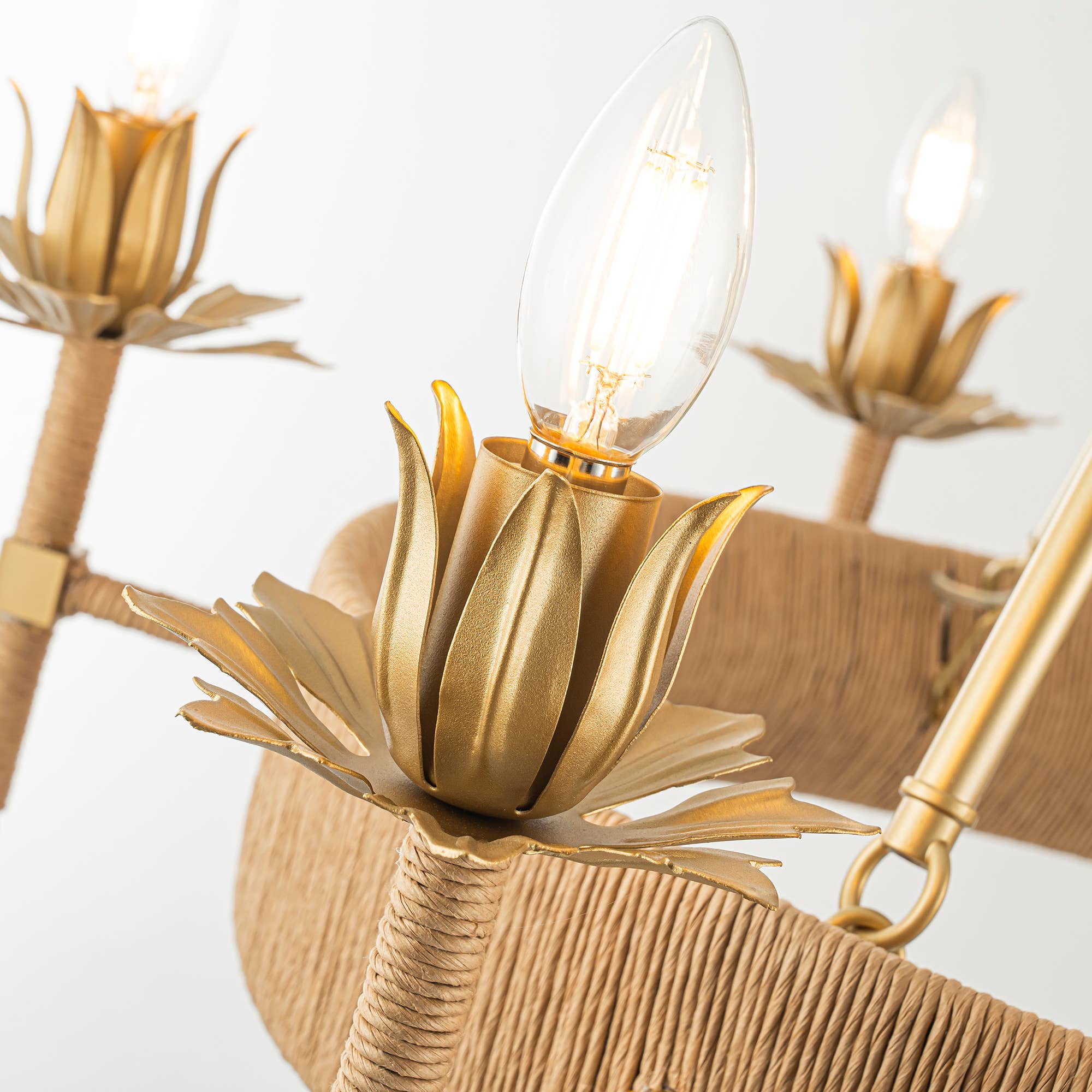 ELE Light & Decor - Wholesale Chandelier/Hanging Light - Aleena 6-Light Gold Farmhouse Woven Wagon Wheel Chandelier7