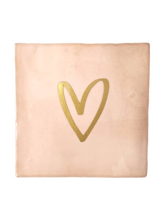Tegeltje – Hartje – blush pink | Keramiek 10x10 cm for wholesale by Most Lovely